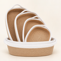 5-piece cotton rope storage basket set in natural white and brown tones