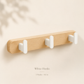 White hooks wooden leash rack with 3 hooks, 9.8 inches