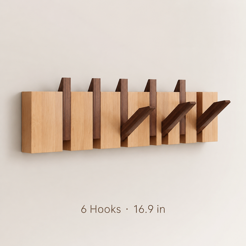 Colorblock Wooden Leash & Wall Hook Rack