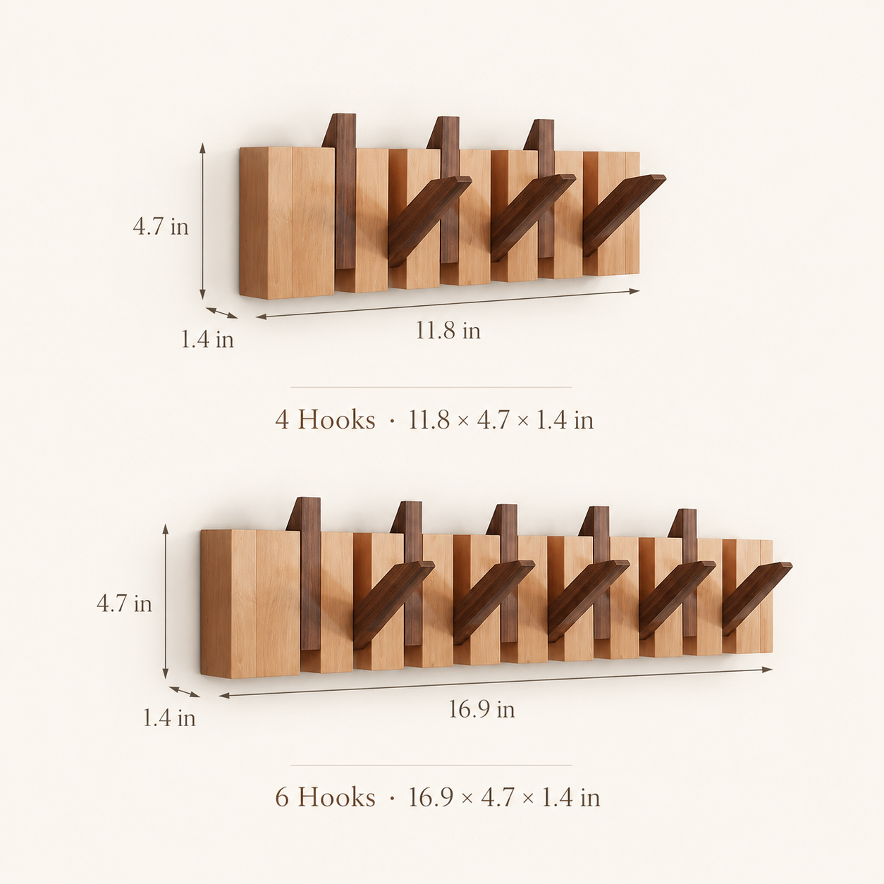 Colorblock Wooden Leash & Wall Hook Rack